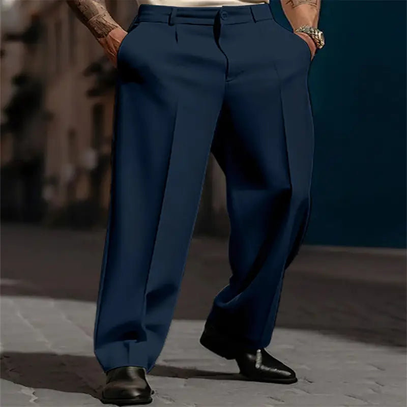 Men Formal Straight-leg Pants White Navy Grey Olive