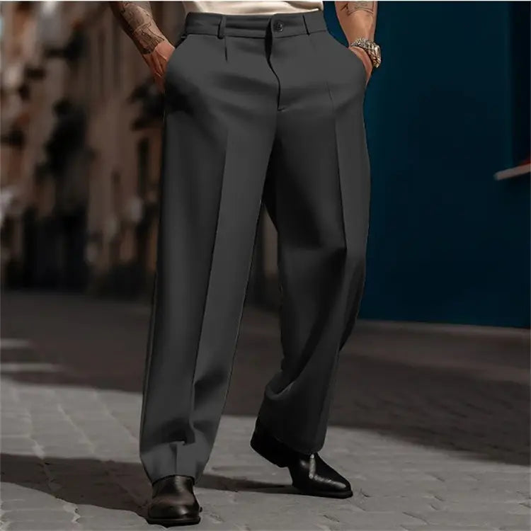 Men Formal Straight-leg Pants White Navy Grey Olive