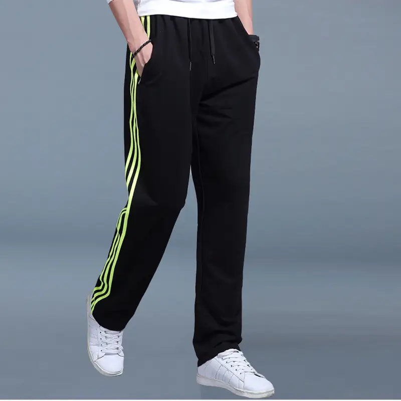 Men Loose Fit Sweatpants Gray Black Striped Plus Size Spring Summer