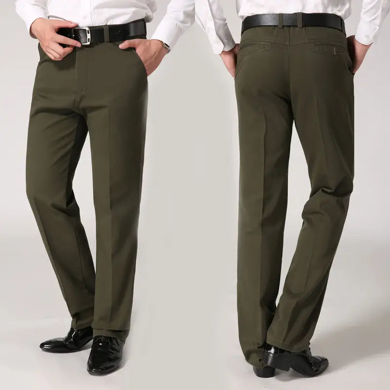 Men Loose Fit Cotton Pants Khaki Black Autumn Winter