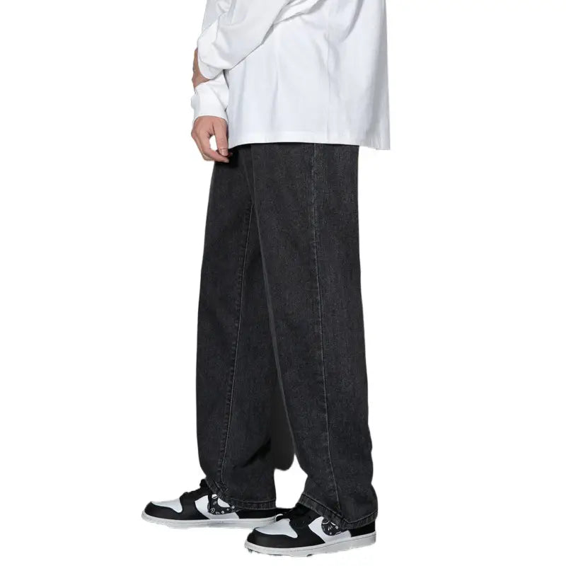 Men Loose Washed Blue Jeans Summer Korean Style