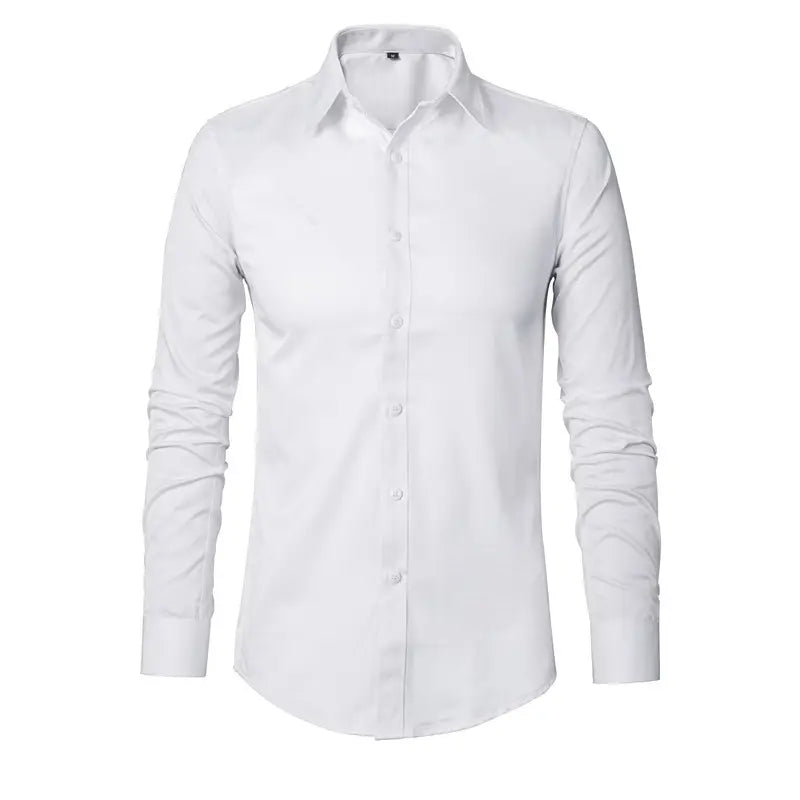 Men Slim Fit Long Sleeve Business Shirt White Plus Size