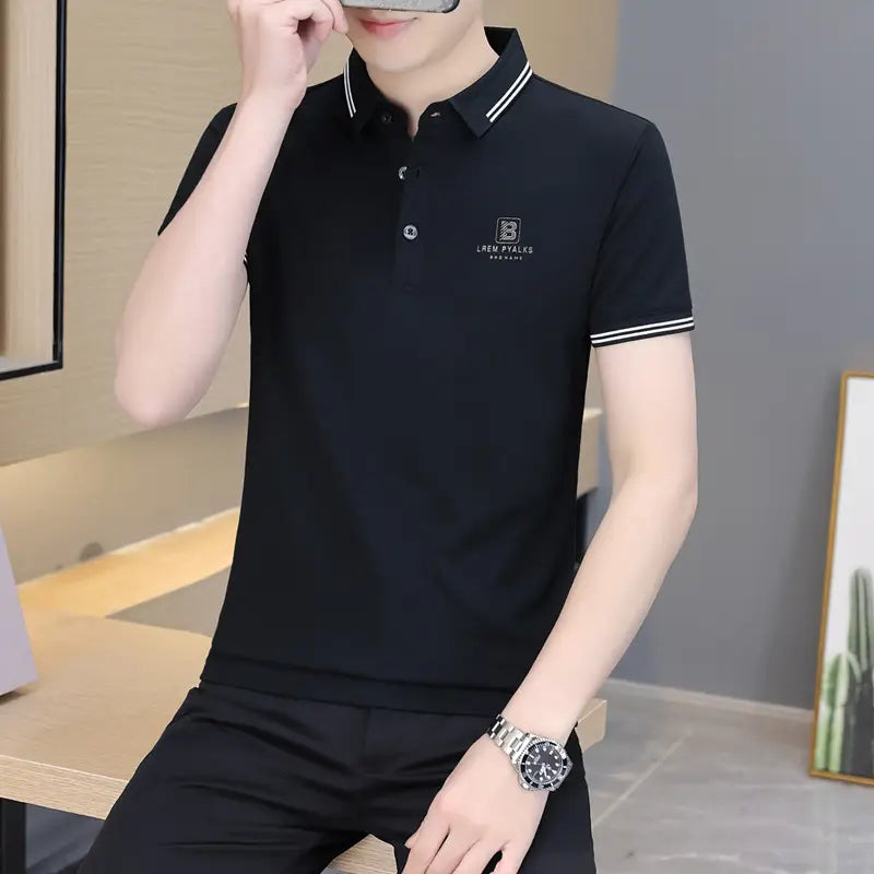 Men White Cotton Polo Shirt Short Sleeve Summer Stylish