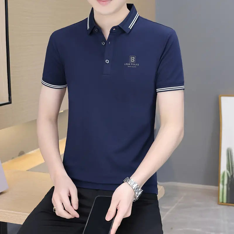 Men White Cotton Polo Shirt Short Sleeve Summer Stylish