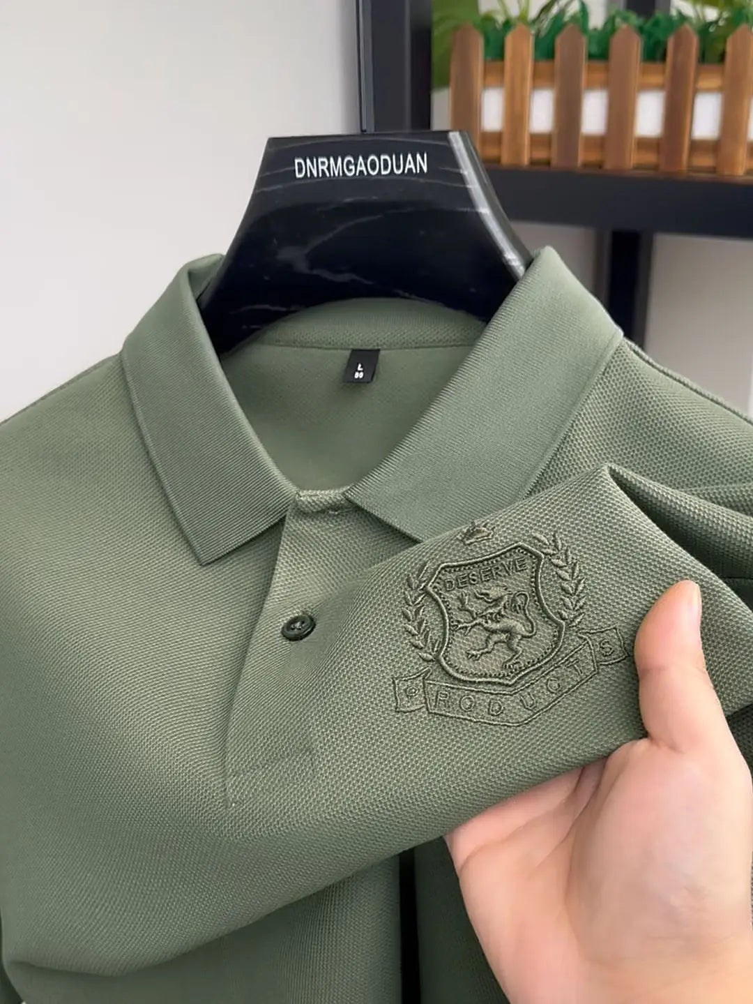 Olive Green Men's Casual Polo Shirt Plus Size Breathable