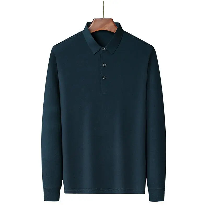 Men's White Polo Shirt Long Sleeve Plus Size