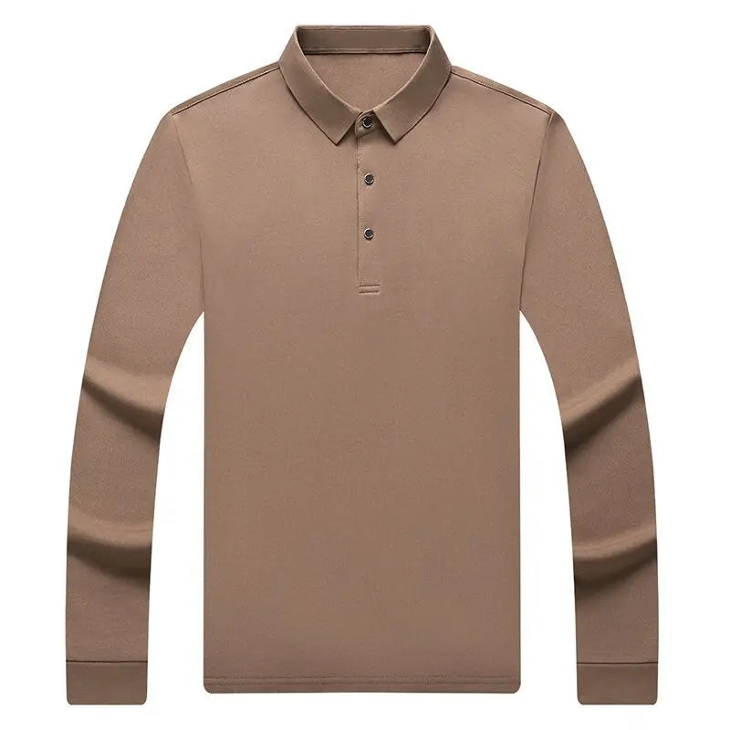 Men's White Polo Shirt Long Sleeve Plus Size