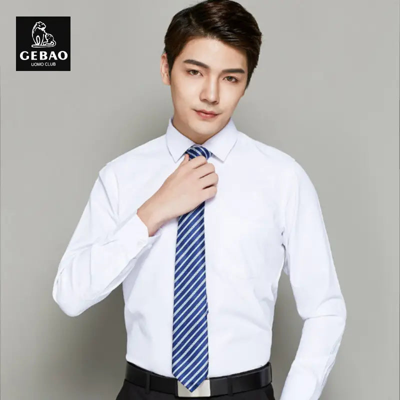 Men Slim Fit White Cotton Business Shirt