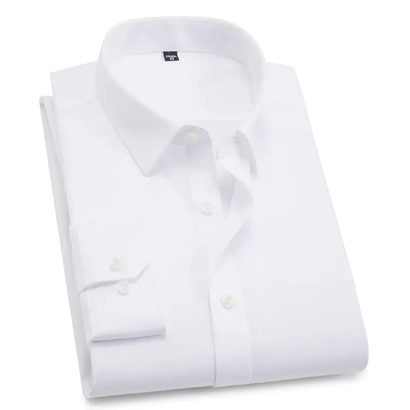 Men Slim Fit White Cotton Business Shirt