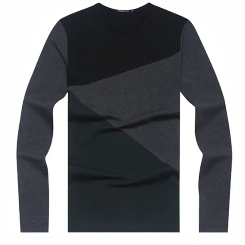 Men Long Sleeve Cotton Shirt Black Gray Autumn