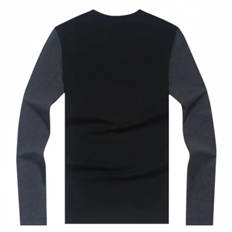 Men Long Sleeve Cotton Shirt Black Gray Autumn