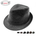 Black Croc PU Leather Hat for Men Women