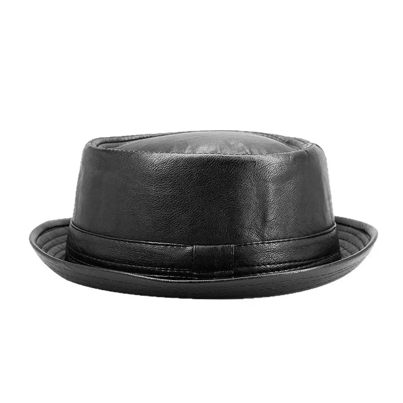 Black Croc PU Leather Hat for Men Women