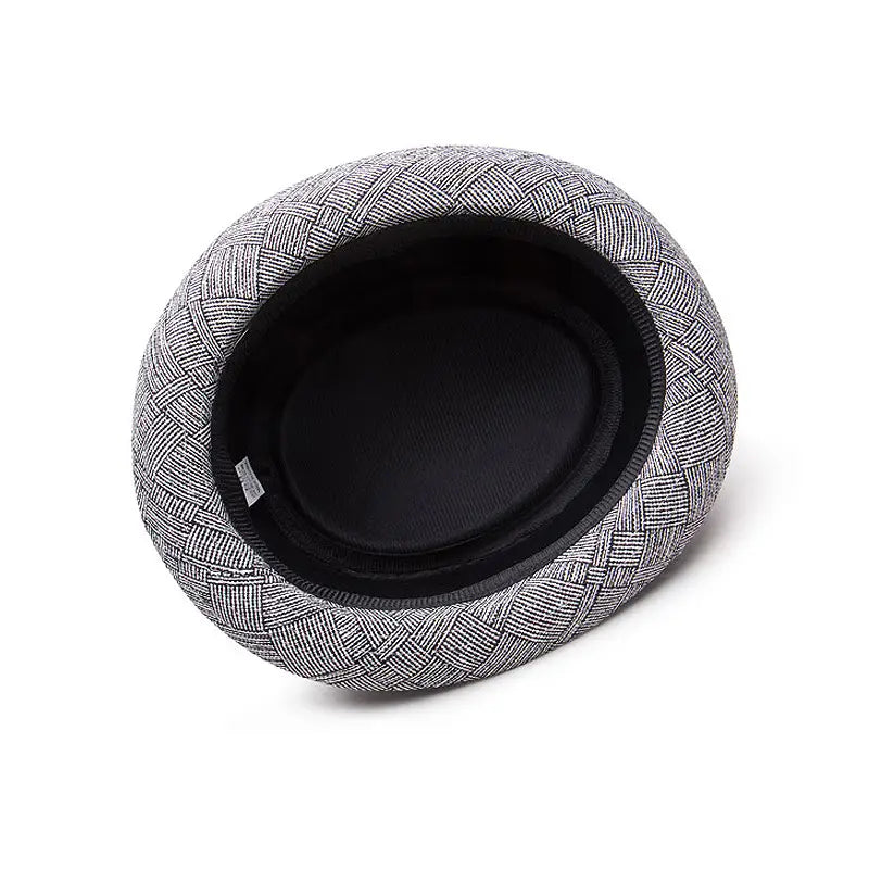 Men Plaid Jazz Hat Cotton Linen Sun Protection Black Gray