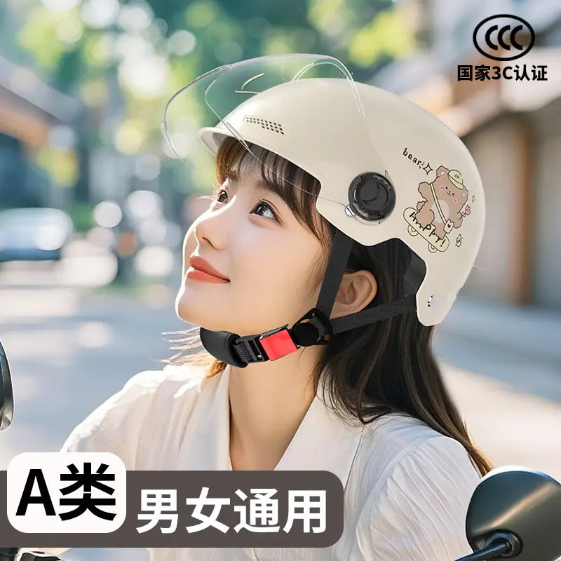 Men Women Bear Design Transparent Helmet 3C Certified