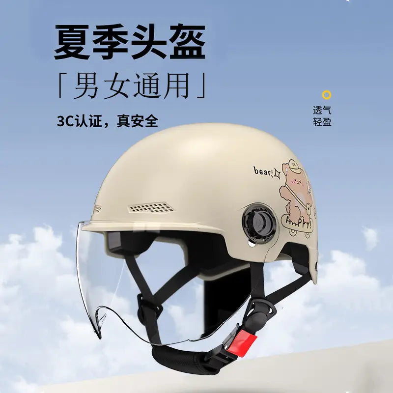Men Women Bear Design Transparent Helmet 3C Certified