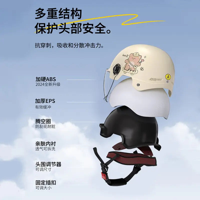 Men Women Bear Design Transparent Helmet 3C Certified