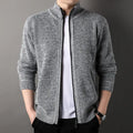 Men Knitted Zip-Up Cardigan Gray Autumn Casual Wear