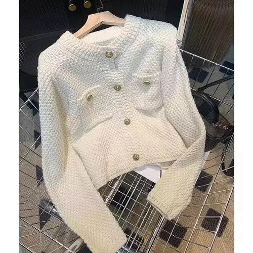 Women Green Waffle Knit Jacket Spring Loose Fit