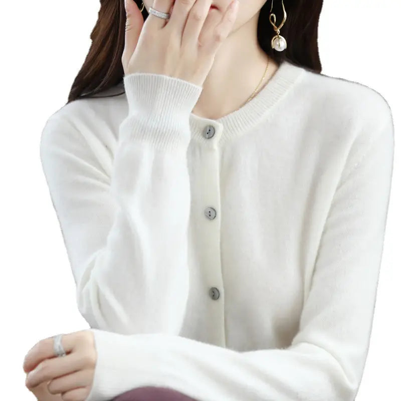 Women Purple Knitted Cardigan Spring Long Sleeve