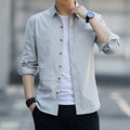Men Slim Fit Long Sleeve Shirt White Office Work