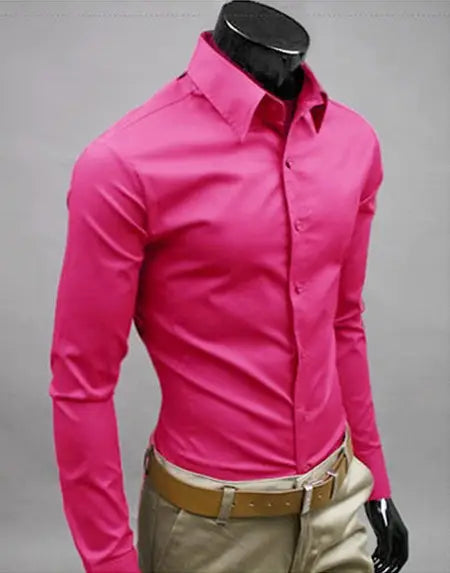 Men's Candy Color Long Sleeve Shirt 17 Colors