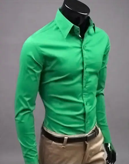 Men's Candy Color Long Sleeve Shirt 17 Colors