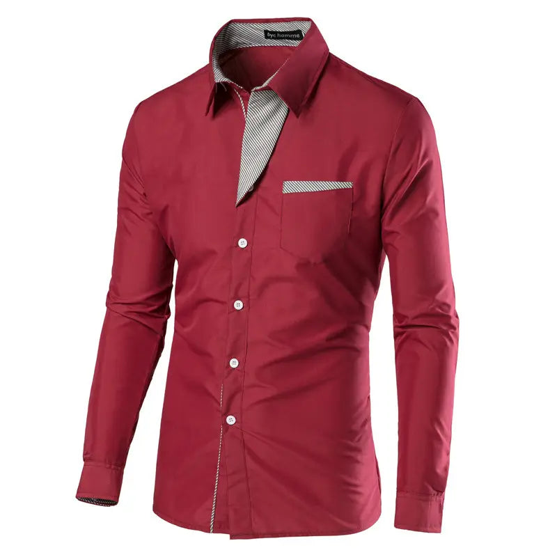 Men Slim Fit Long Sleeve Casual Shirt Plus Size Multi Color