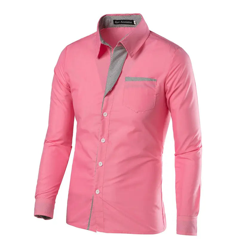 Men Slim Fit Long Sleeve Casual Shirt Plus Size Multi Color