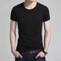 Men Slim Fit Black Cotton T-Shirt Round Neck