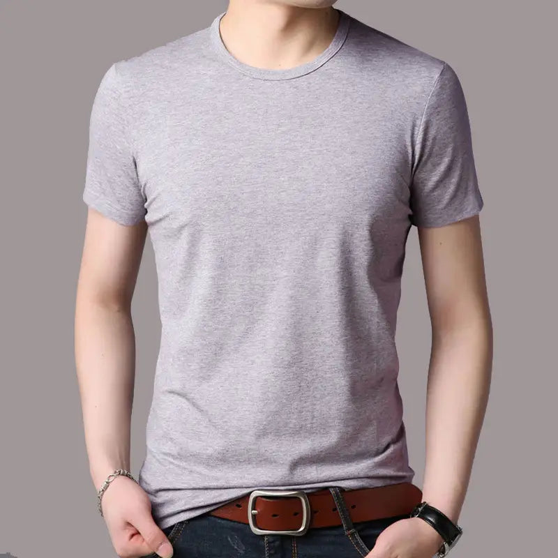 Men Slim Fit Black Cotton T-Shirt Round Neck