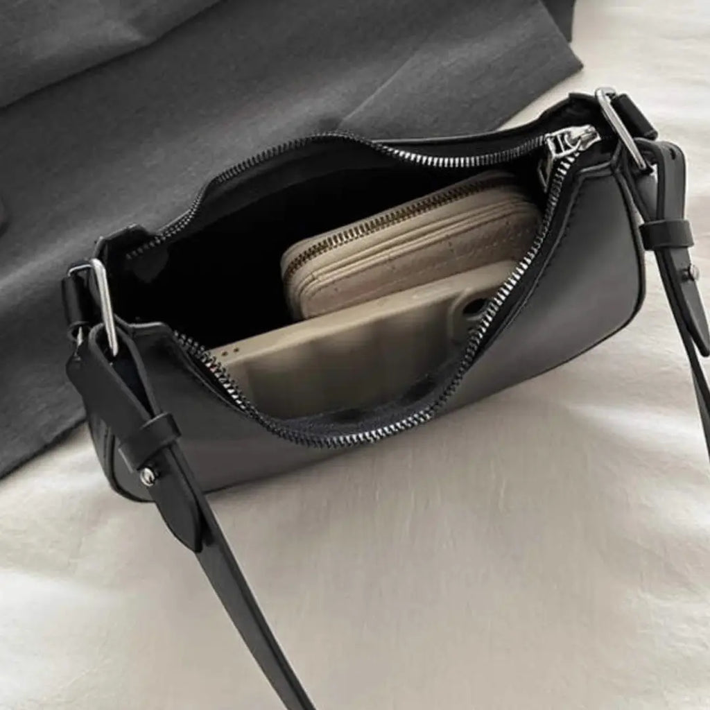 White Crescent Shaped Shoulder Bag with Bow Detail
