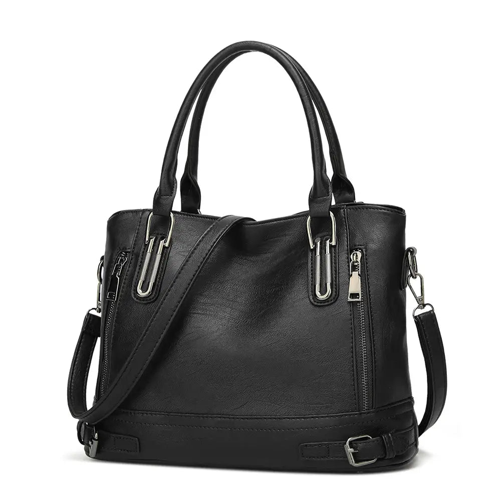 Red Faux Leather Tote Bag for Women with Adjustable Strap