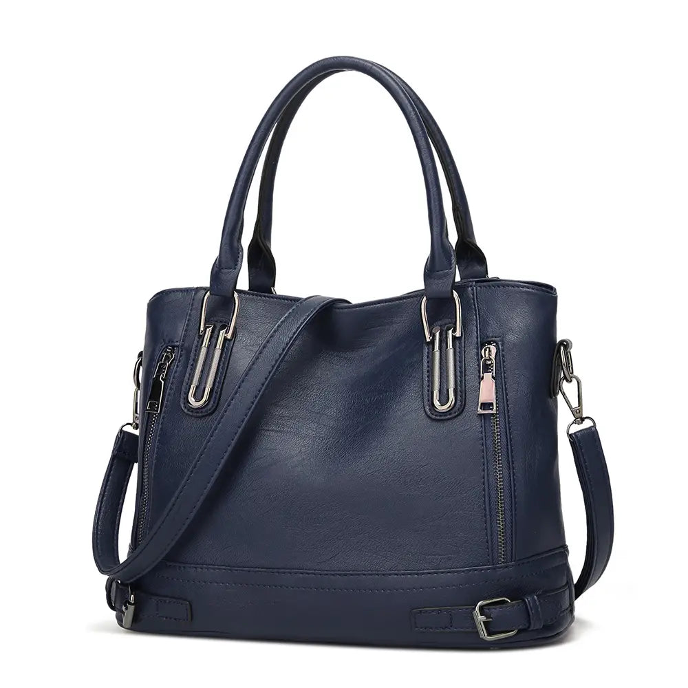 Red Faux Leather Tote Bag for Women with Adjustable Strap