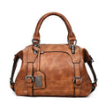 Waxed Leather Retro Boston Bag for Women