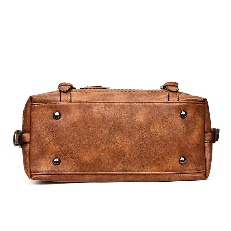 Waxed Leather Retro Boston Bag for Women