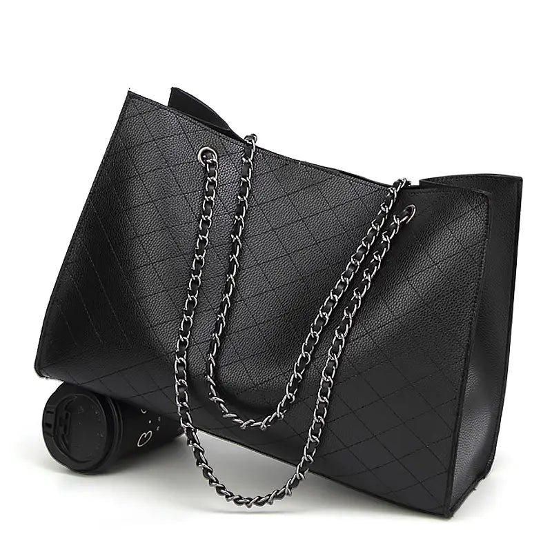Black Rhombus Chain Shoulder Bag for Women