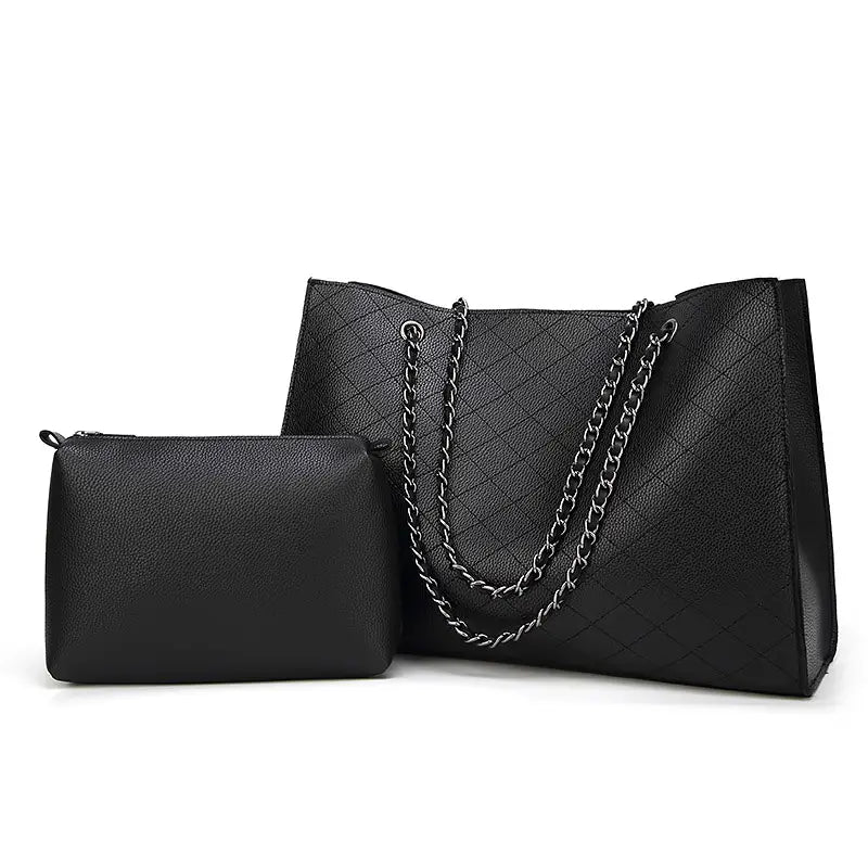 Black Rhombus Chain Shoulder Bag for Women