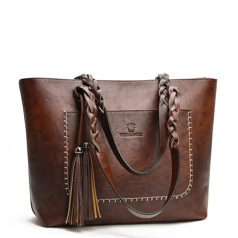Women's Brown Tassel Shoulder Bag Premium Quality