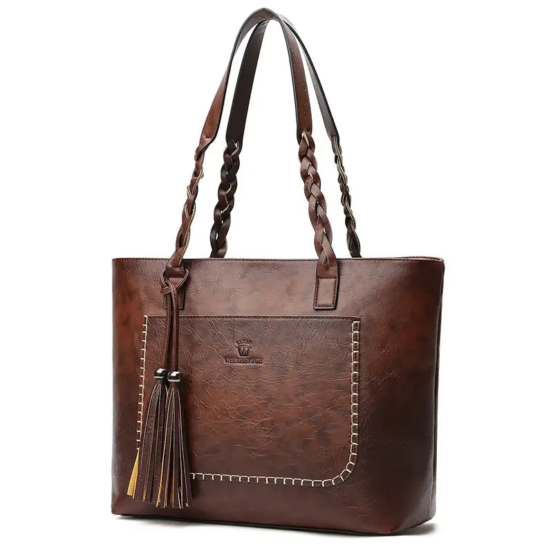 Women's Brown Tassel Shoulder Bag Premium Quality