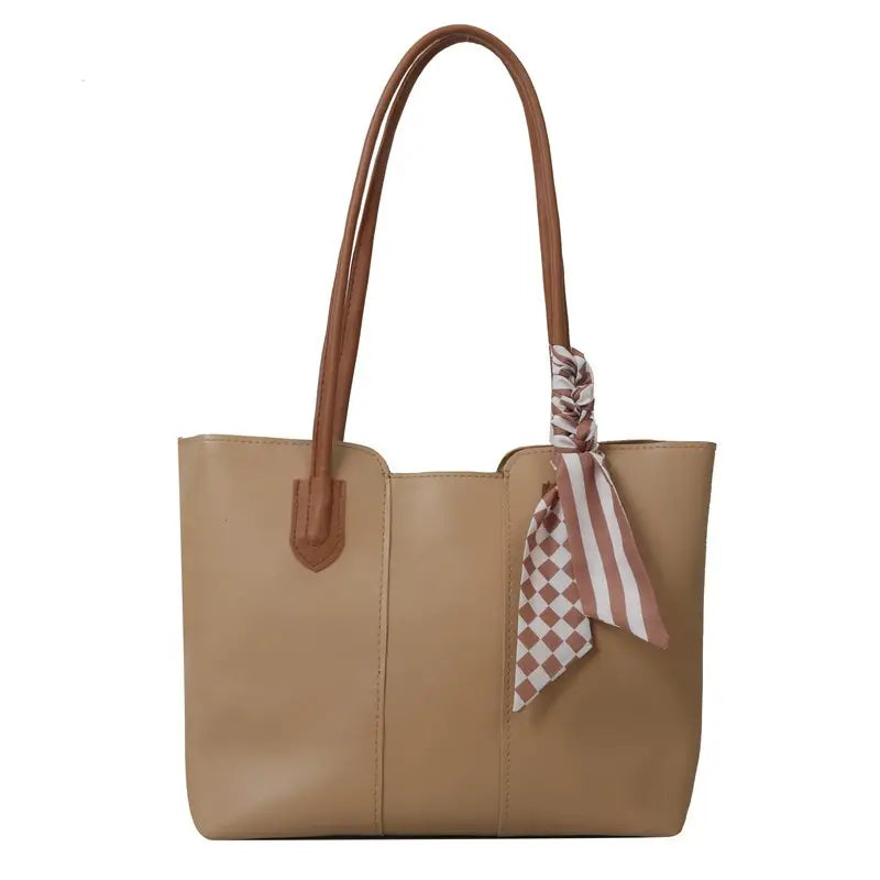 Premium Silk Tote Bag White with Scarf Accent
