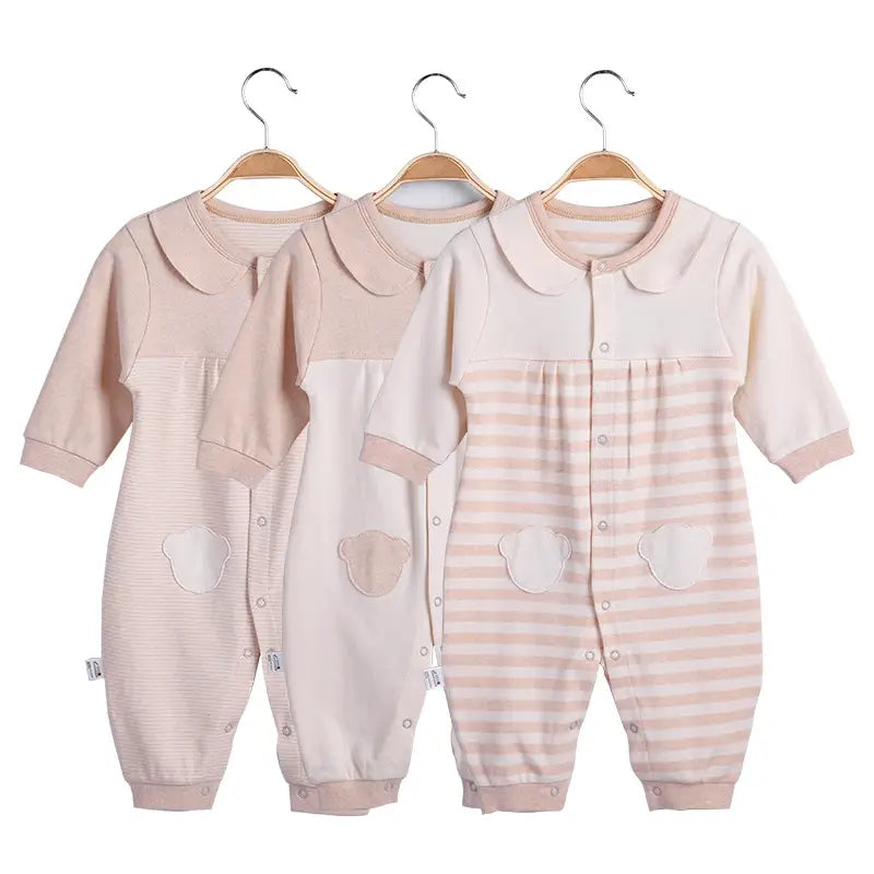 Baby Cotton Padded Jumpsuit Striped Girls Spring