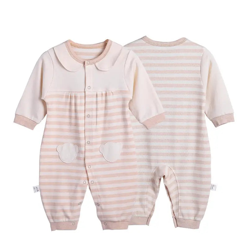 Baby Cotton Padded Jumpsuit Striped Girls Spring