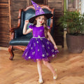 Kids Purple Starry Witch Dress Halloween Party Costume