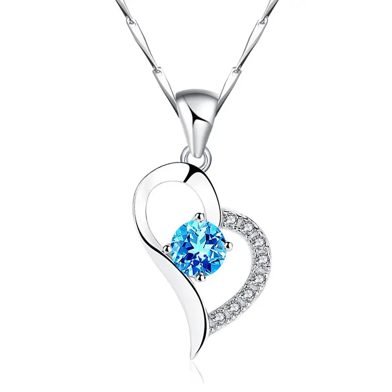 Silver Love Pendant Necklace for Women Korean Style