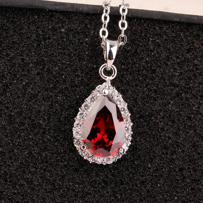 White Zircon Pendant Necklace Copper Pave Fashion