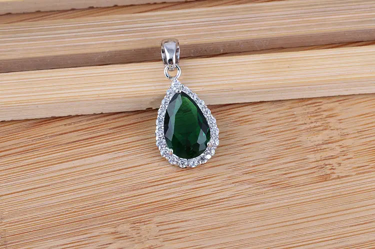 White Zircon Pendant Necklace Copper Pave Fashion