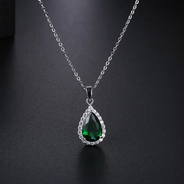 White Zircon Pendant Necklace Copper Pave Fashion