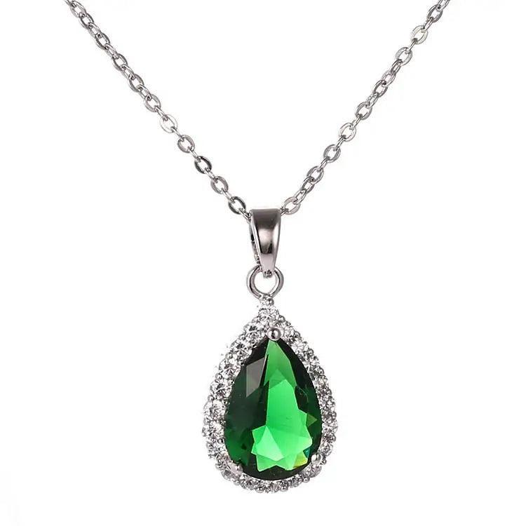 White Zircon Pendant Necklace Copper Pave Fashion