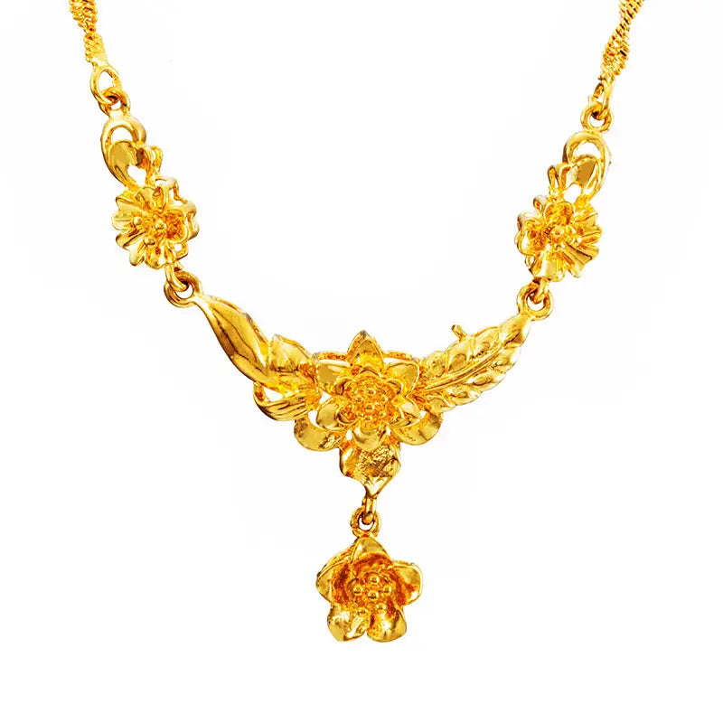 Gold Flower Necklace for Women Wedding Collarbone Chain